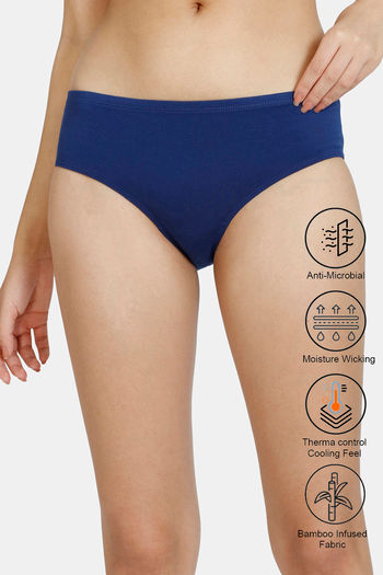 Buy Zivame Natural Collective Low Rise Full Coverage Hipster Panty - Blue Depth